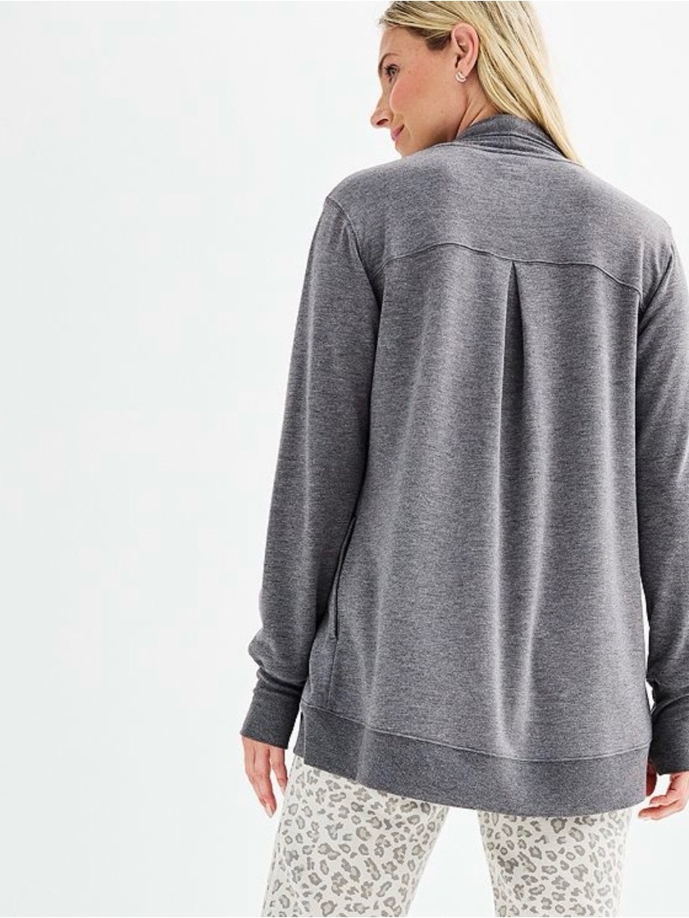 Tek Gear Women’s French Terry Charcoal Gray Open Front Cardigan Wrap EUC Size L - Picture 6 of 9